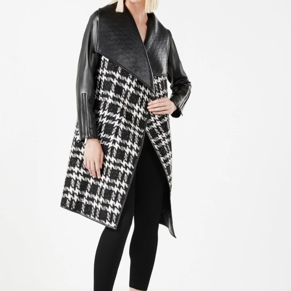 FAUX LEATHER COLLAR BONDED COAT